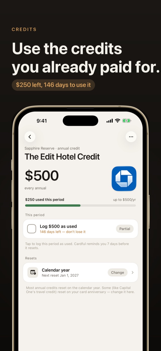 Cardful expiring credits tracker